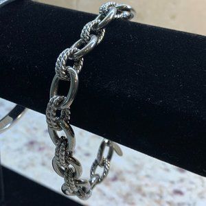 Stainless Steel Heavy Duty Loop & Twisted Rope Bracelet by Milor - 9"